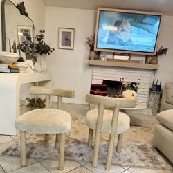  CB2  Perle Shearling  Dining Chairs 