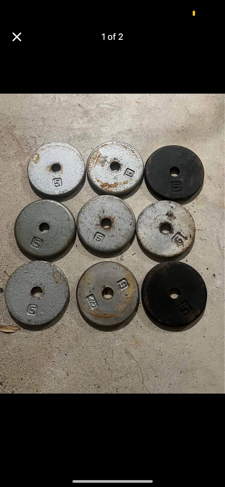 (9) Pancake Style Weight Plates 5lb Each $20 For All Total Price