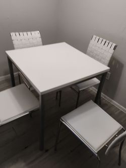White Dining Table with 4 Chairs