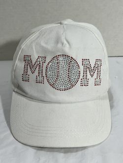 Baseball Mom White Hat 