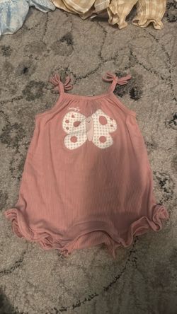 Pink Baby Girl Butterfly Romper 6-12m