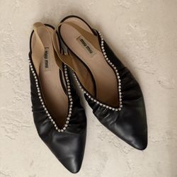 Genuine Miu Miu Leather Mules shoes 38 EU (US Size 8)