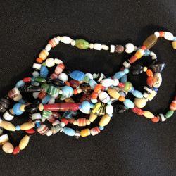 Vintage Glass Beads Long Necklace