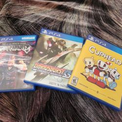 Lot of 3 Sony Ps4 Games Cupheads Darius and Fist of the North Star "Great Condition "