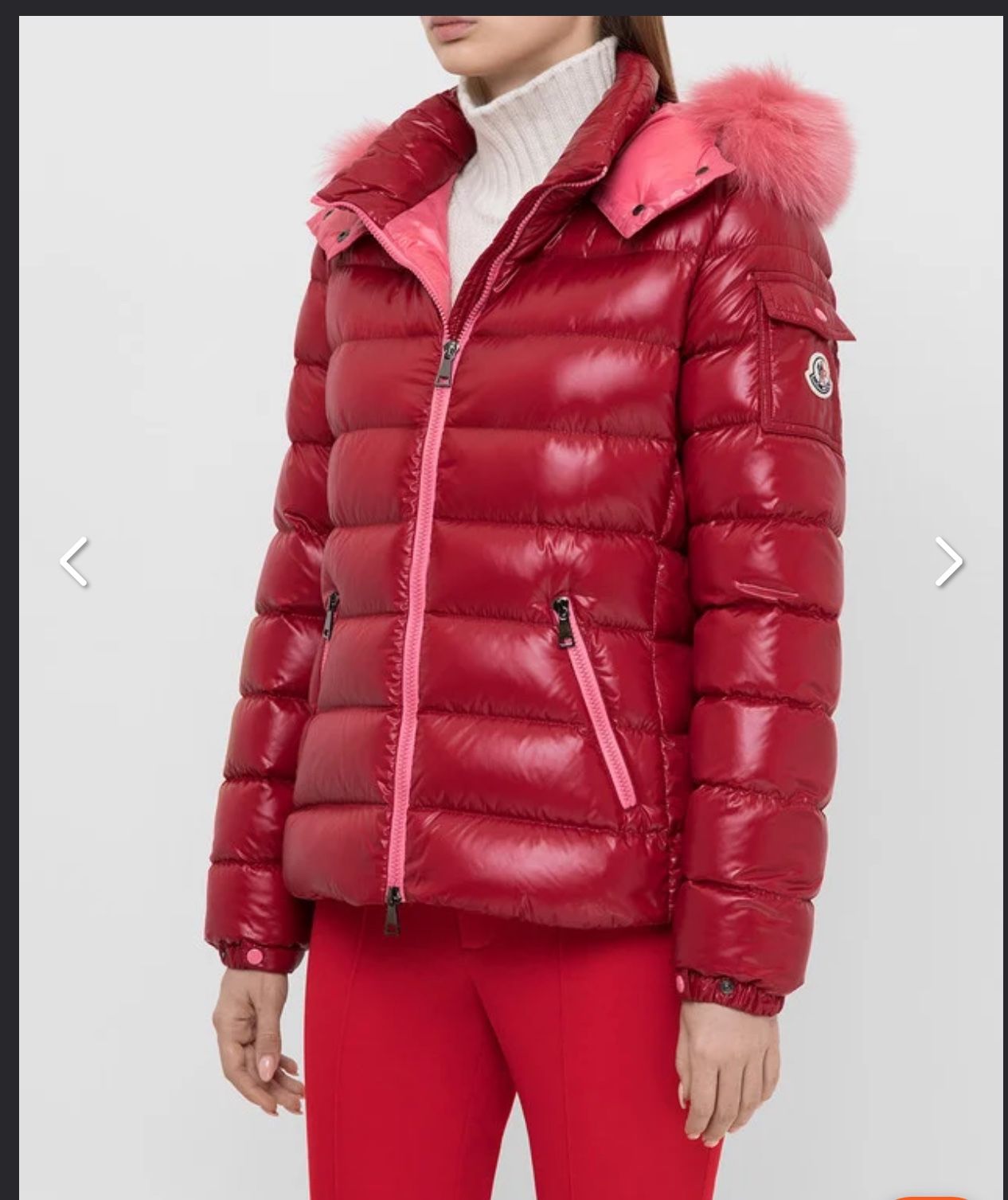 Moncler Red Badyfur Down Jacket w/ Detachable Fox Trim & Hood sz 0/US XS