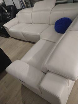 SECTIONAL GENUINE LEATHER RECLINER ELECTRIC WHITE COLOR... DELIVERY SERVICE AVAILABLE 💥✅🚚
