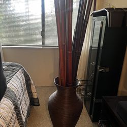 wooden vase with bamboo pools