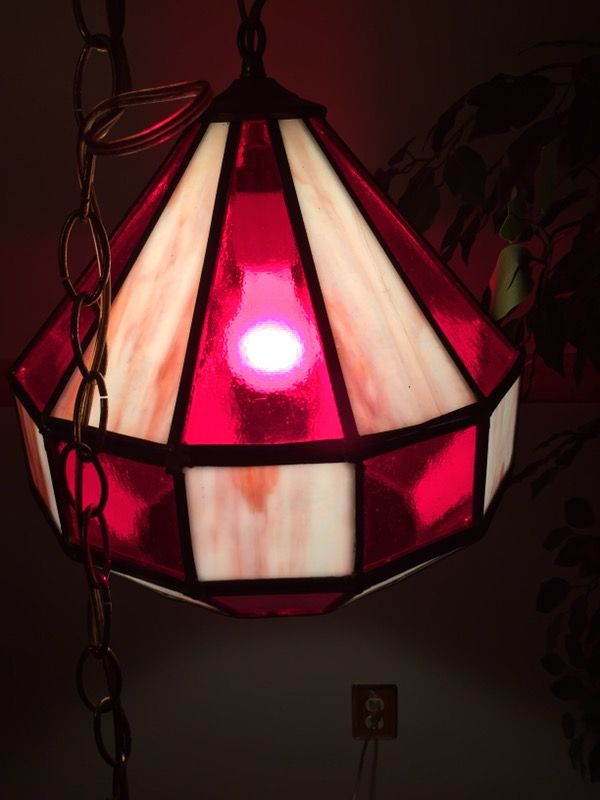 Vintage Stained Glass Light Fixture