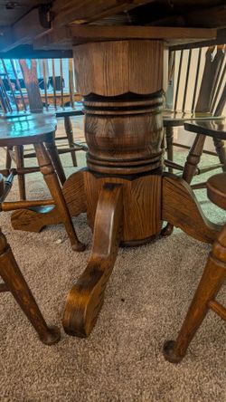 Oak Dining Dinner Table & 6 Oak Chairs