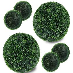 2 PCS 13.7 inch 2 Layers Artificial Plant Topiary Ball Faux Boxwood Decorative Balls for Backyard, Balcony,Garden, Wedding and Home Décor (13.7
