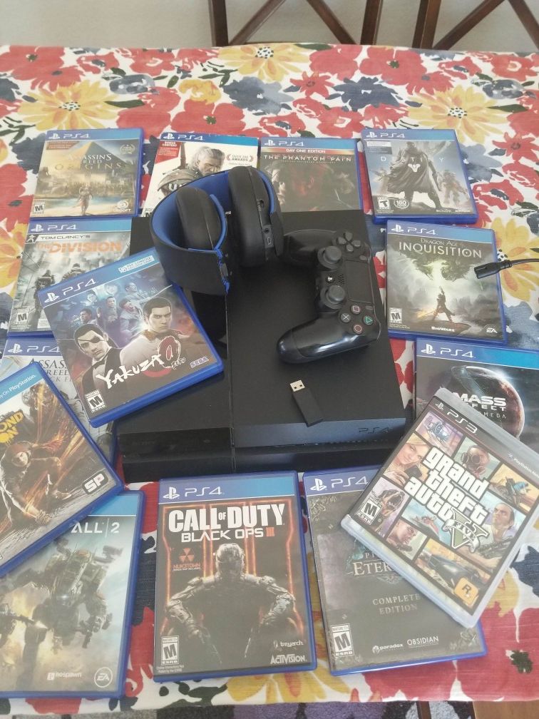 PS4. With headphones and games