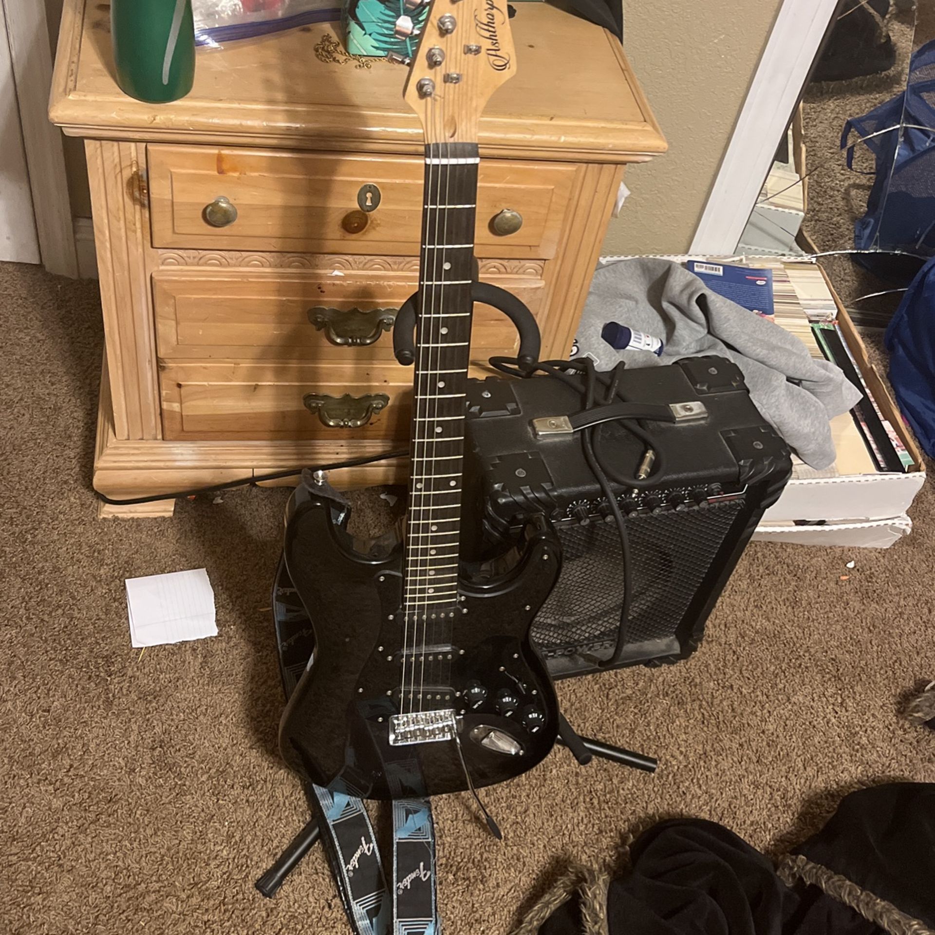 electric guitar and amp