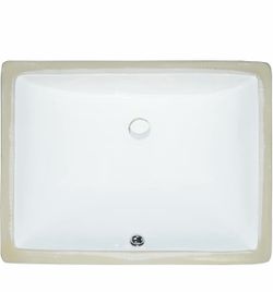 MSI 20.375” (L) X 15.125” (W) X 7.625” (H) Rectangle Porcelain Ceramic Undermount Bathroom Vanity Vessel Sink, White