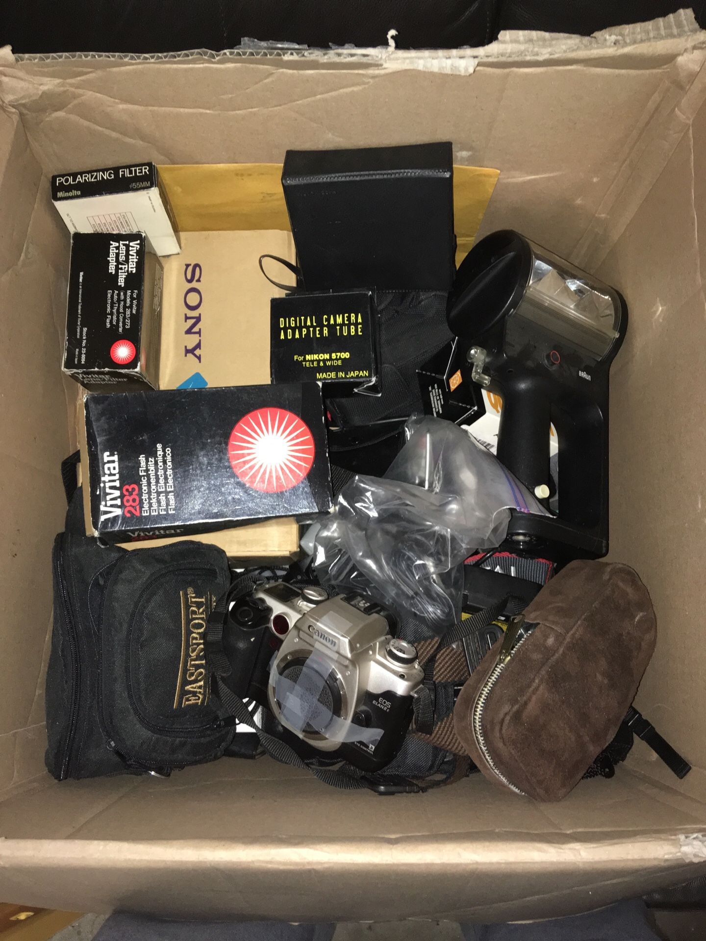 Box of camera gear