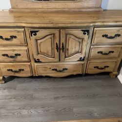 Cast Iron King Size Bed frame W/ Matching Dresser And Mirror