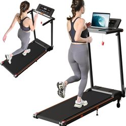 Portable Desk Treadmill for Home, 3.0HP Walking Pad with Incline & Handle, 3 in 1 Compact Removable Desk Workstation Folding Small Walking Treadmills 