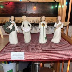 WILLOW TREE HAND CARVED ANGELS OF “ SPRING” “AUTUMN” “WINTER” & “SUMMER”