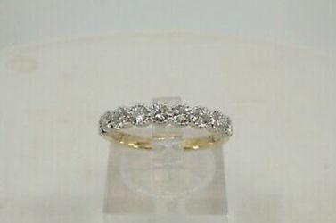 GORGEOUS, SOLID 14K YELLOW GOLD, .50 TCW, 9 DIAMOND BAND RING, SIZE 5.5 #1424
