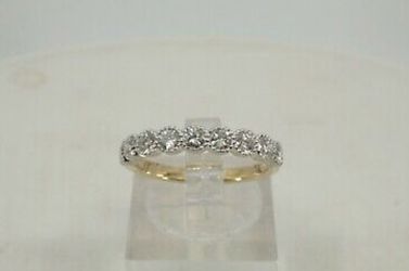 GORGEOUS, SOLID 14K YELLOW GOLD, .50 TCW, 9 DIAMOND BAND RING, SIZE 5.5 #1424