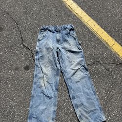 Vintage Carhartt carpenter Jean / pants light wash leather label