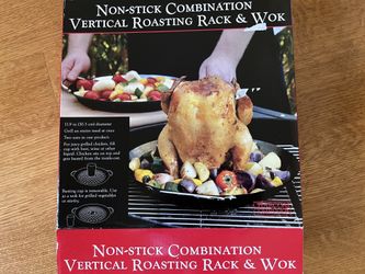 New Nonstick Combination Vertical Roasting Rack and Wok Chicken