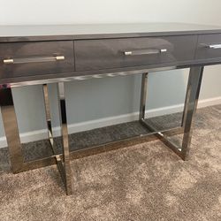 Modern Desk Three Drawer Grey