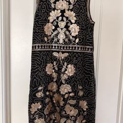 Girls Chelsea & Violet Black and Gold Floral Embroidered Midi Dress