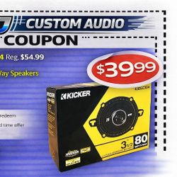Kicker 43DSC3504 Car Speakers 1-Set 3.5" 2-Way Coaxial Speaker System 80 Watts DSC350 🚨 Payment Options Available 🚨 No Credit Needed 🚨 