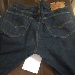 Men's 401 Levi's With A Little Wear On Bottom Of Leg