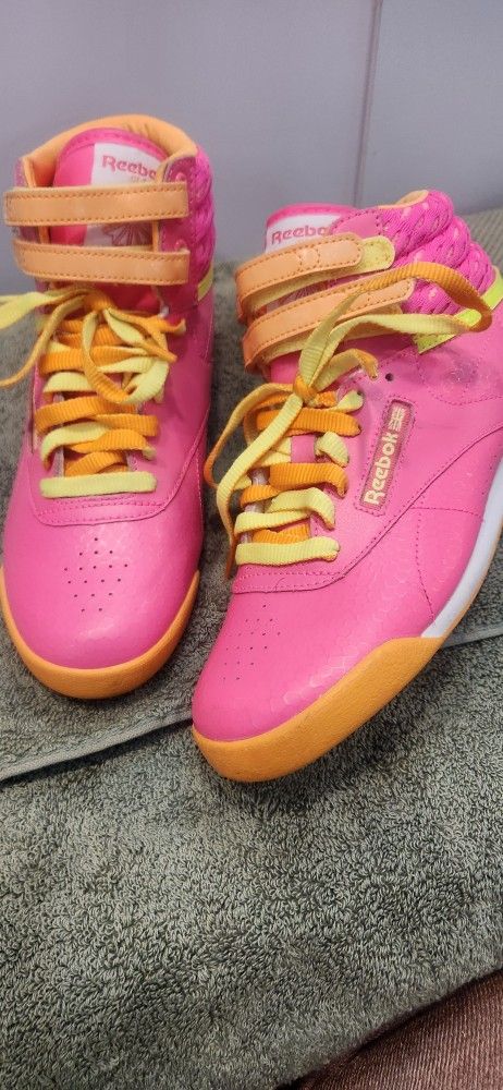 REEBOK FREESTYLE PINK/ORANGE M46777 YOUTH SHOES SNEAKER