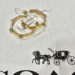 gold coach earrings brand new