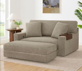 Thomasville Gilroy Fabric Oversized Storage Chair & Storage Ottoman