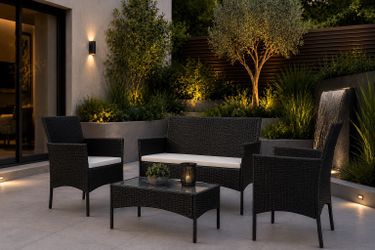 New 4 Pieces Patio Rattan Chair Wicker, Outdoor Indoor Use Backyard Porch Garden Poolside Balcony Furniture Sets  New in box BY4L-H3-VN * MODULAR FURN