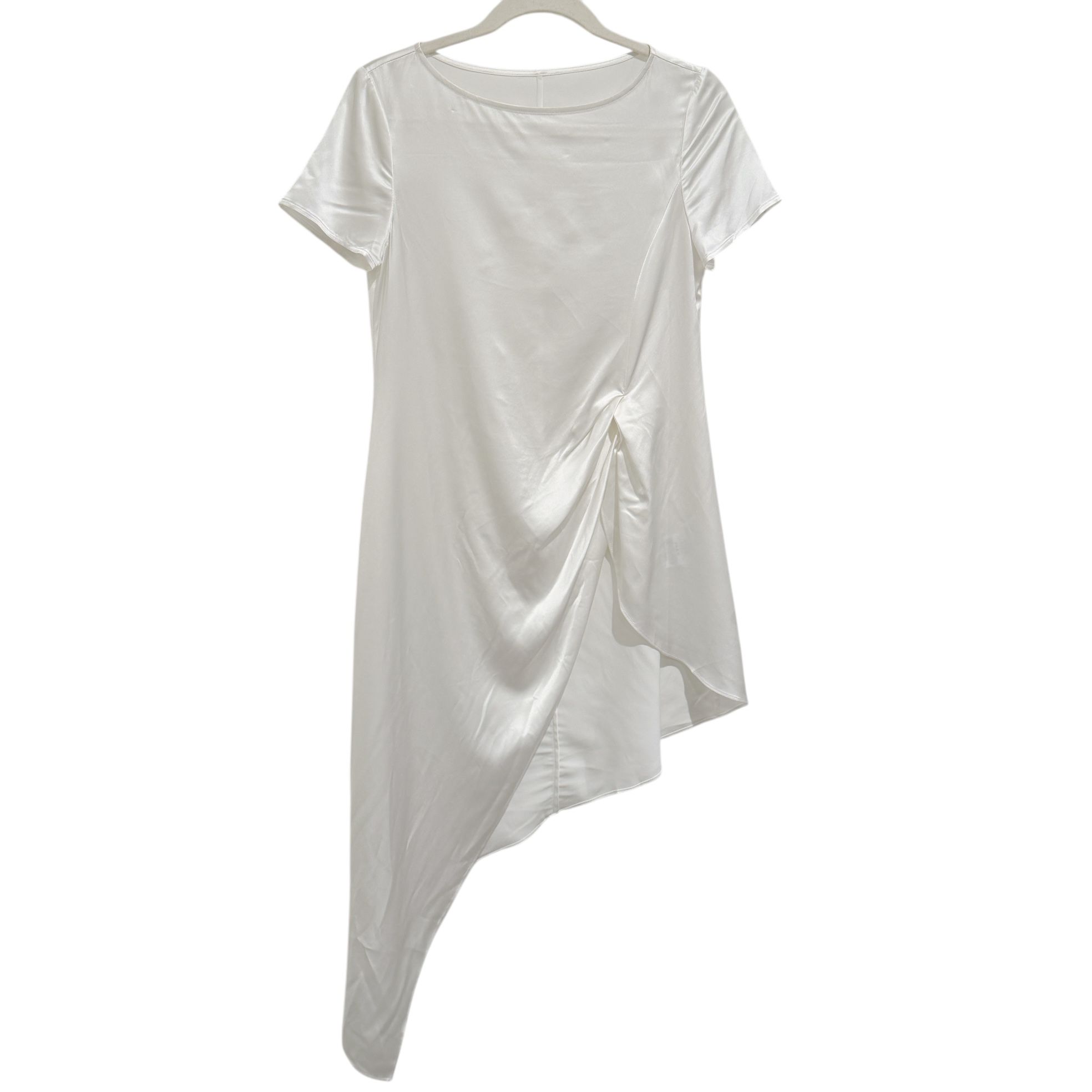 High end Customized Elegant White Asymmetrical Dress New