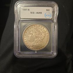 1897S Morgan Dollar AU55 