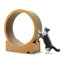 Wooden large Cat Treadmill Exercise Wheel Corrugated Cat Scratcher, NEW 