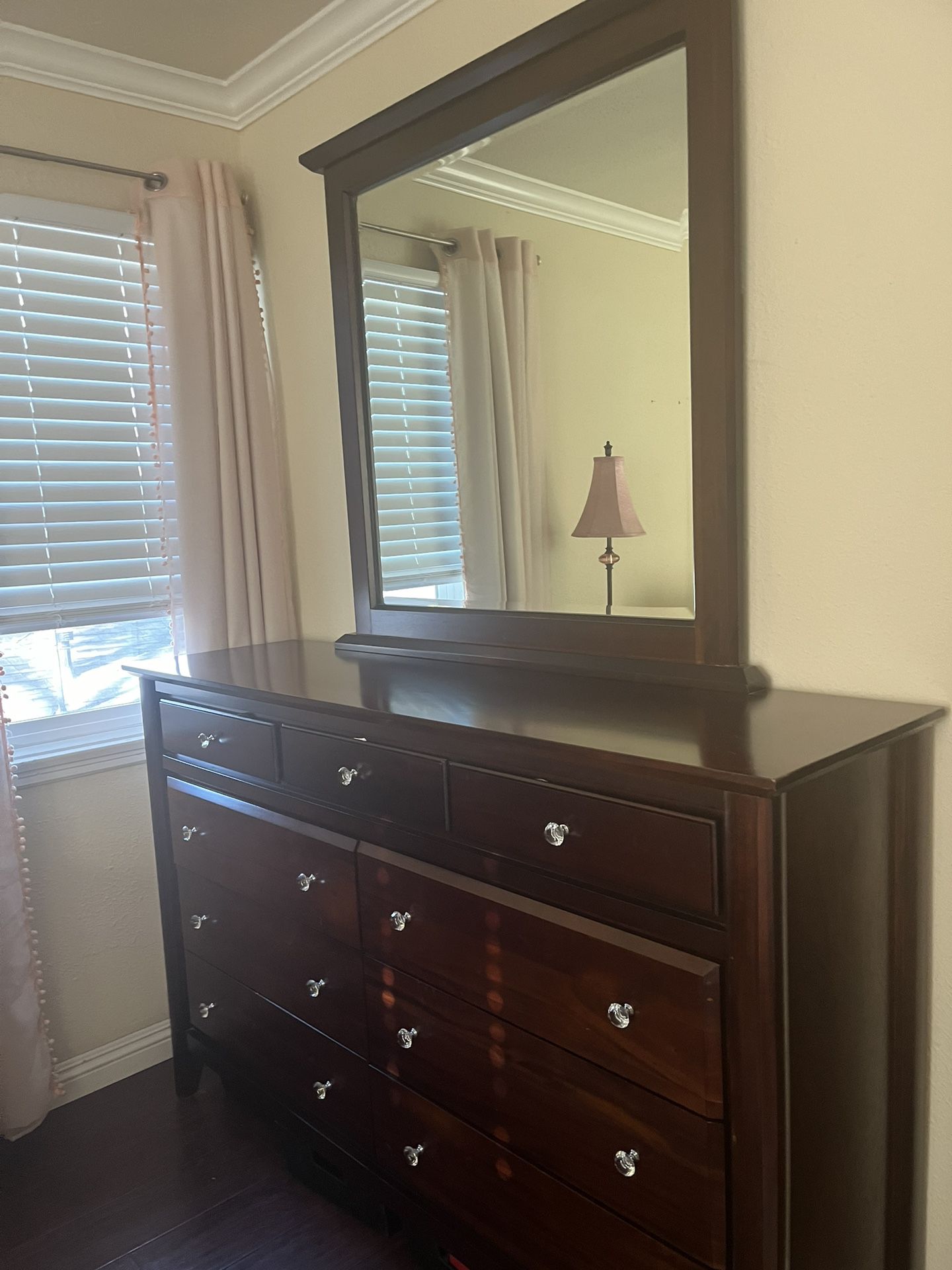Solid Wood Dresser With Mirror And Nightstand