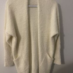 Long white soft wool cardigan
