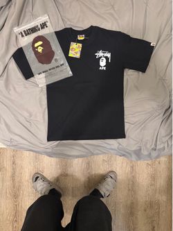 Size m men stussy X Bape shirt