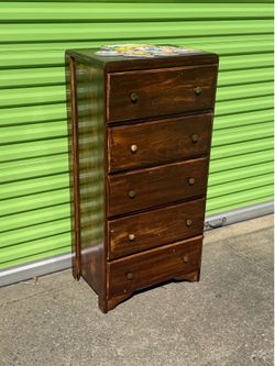 Vintage 5-Drawer Solid Wood Dresser / Chest – DIY Refinish Project – 45” Tall
