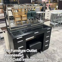 🪭New In Box, Glass Top Makeup Vanity with LED Mirror & 11 Drawers 