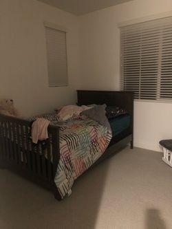 Dark Wood Convertible Crib Toddler Bed