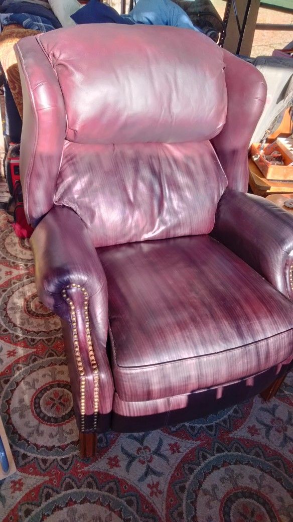 Vintage Bradington Burgundy Leather Recliner