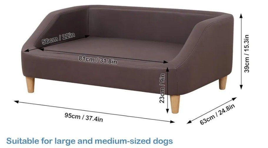 Dog Couch/Dog Beds with High-end Tech Fabric/Durable Dog Sofas and Chairs/Wooden Frame Pet Couch/Pet Sofa Bed with Solid Wooden Leg for Large Dog Rest