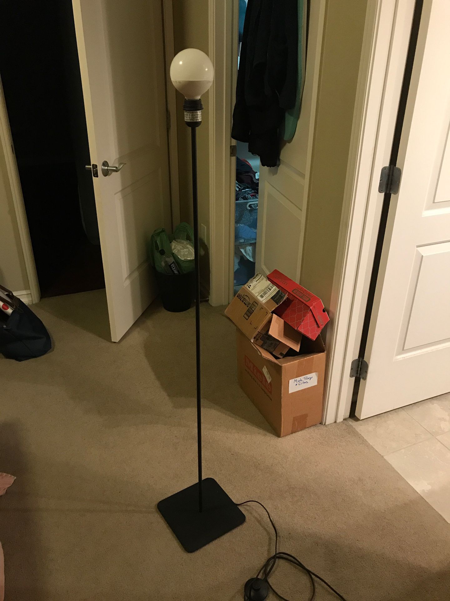 Simple IKEA floor lamp with LED lamp (no lamp shade)