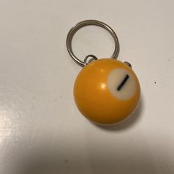Vintage #1 Solid Pool Ball Key Chain Ring 