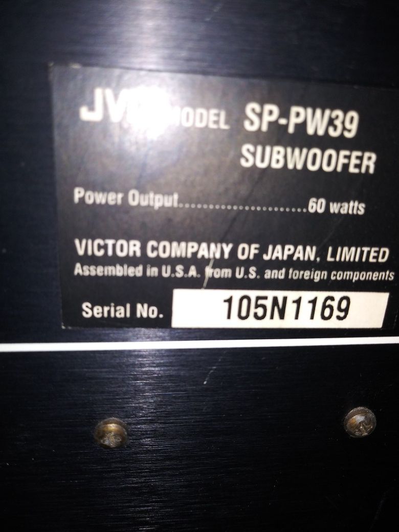 Jvc 5 speaker + subwoofer system