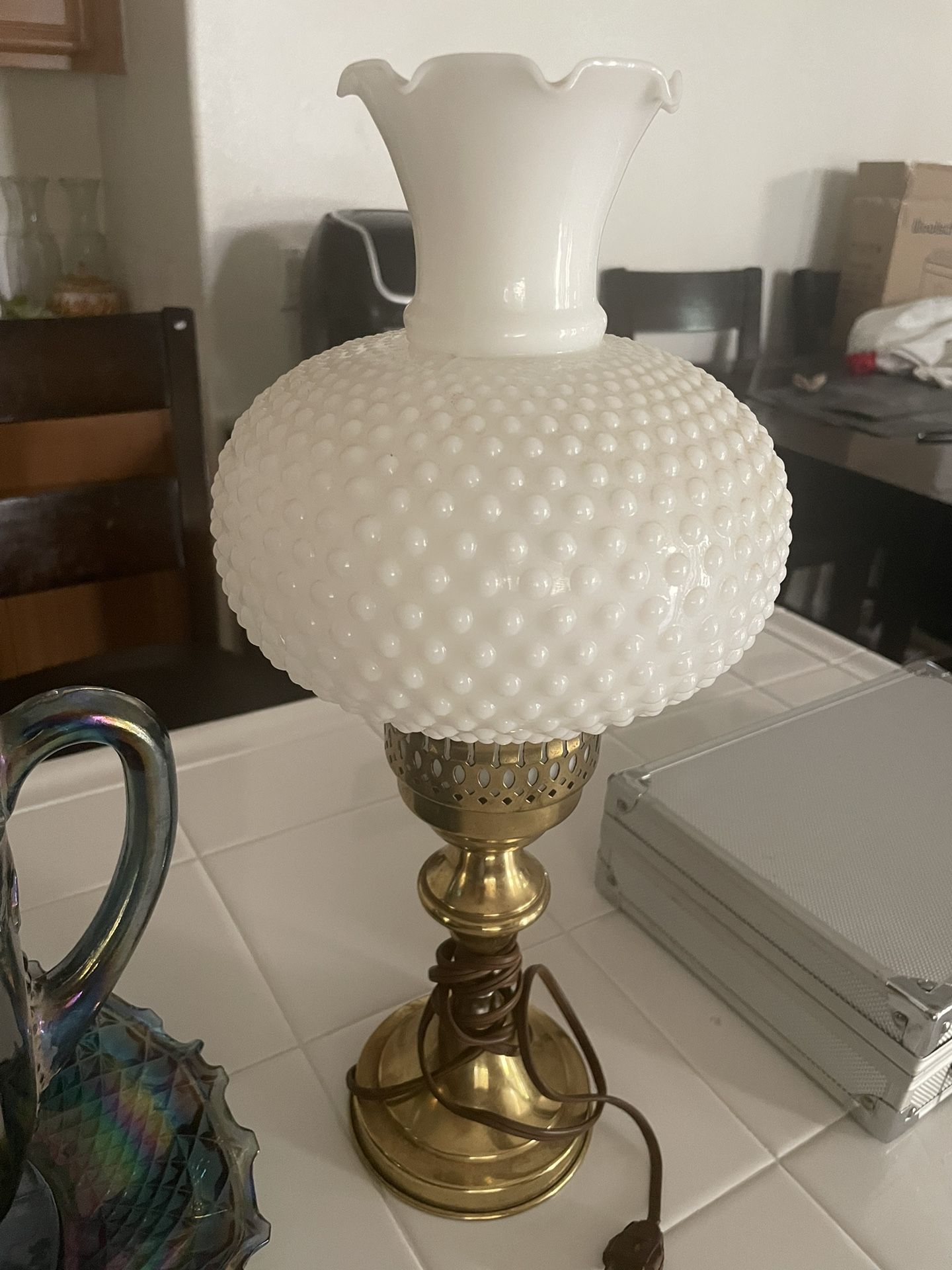 Milk Glass Vintage Table Lamp
