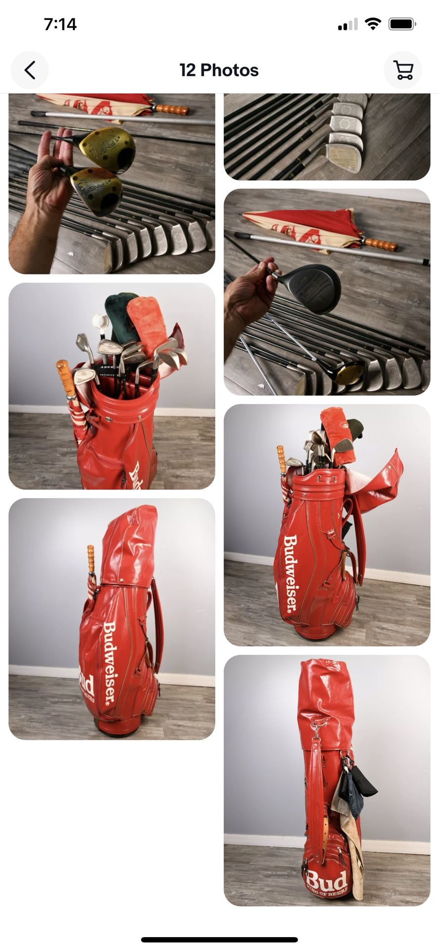 RARE Vintage BUDWEISER Red Golf Bag with Cobra King Club Set and