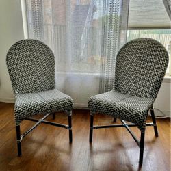Pair of CB2 Black&White indoor outdoor dining chairs